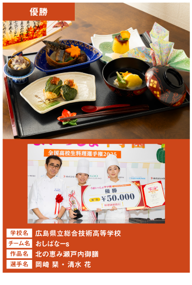 広島県立総合技術高等学校　チーム名：おしばなーｓ　作品名：北の恵み瀬戸内御膳